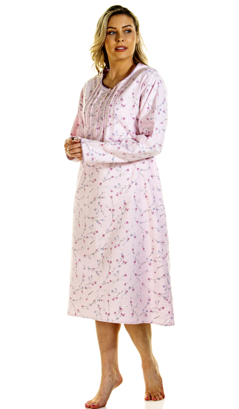 Long sleeved nightdresses brushed clearance cotton